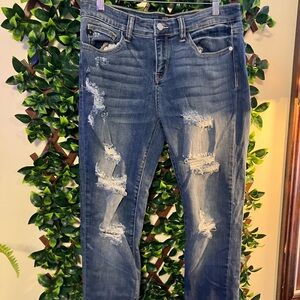 Judy Blue Indigo Distressed Boyfriend  mcJeans